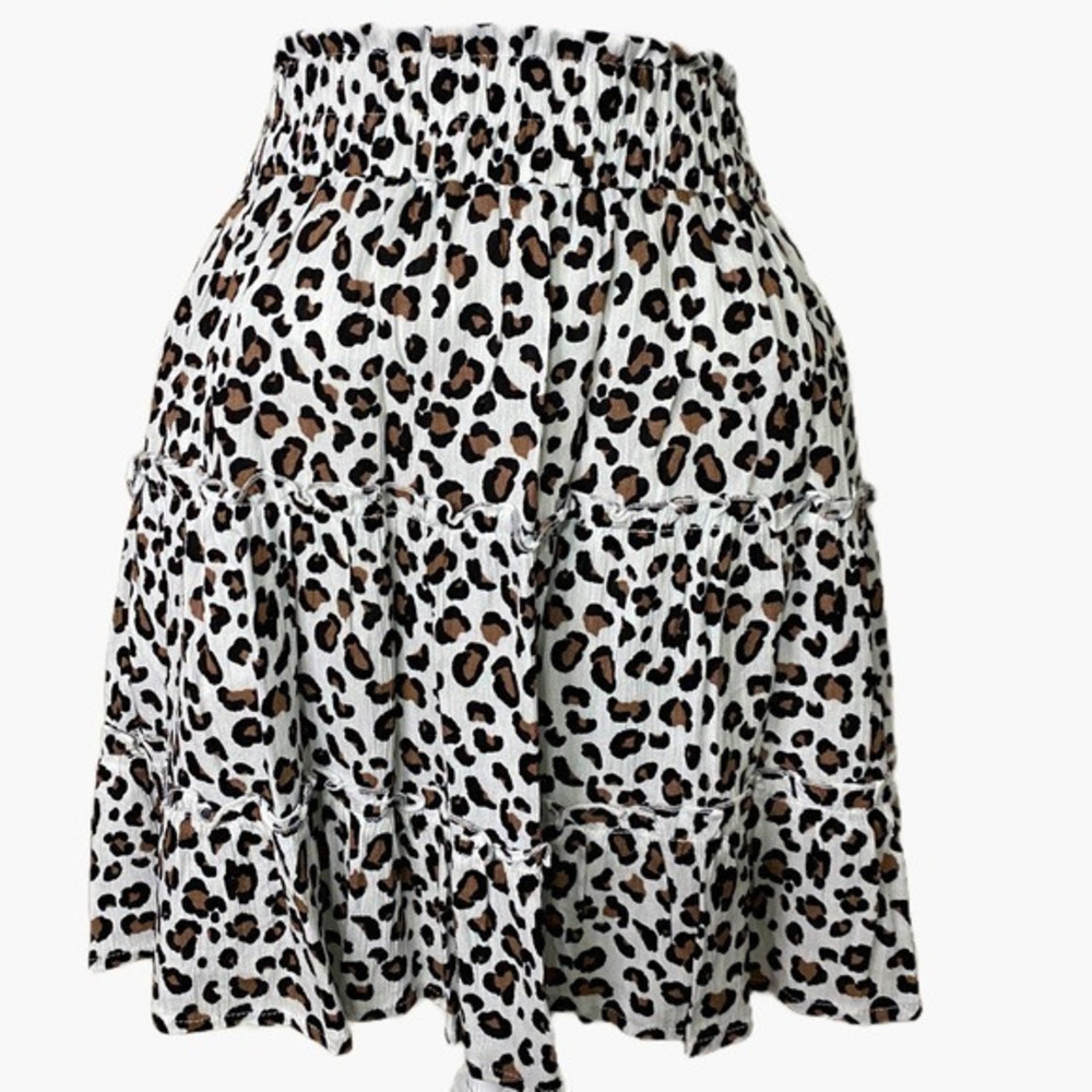 Mud‎ Pie Animal Print Tiered Mini Skirt